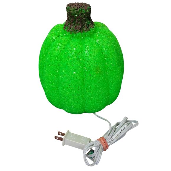 Vintage Seasons Melted Plastic Popcorn Jack O Lantern Light Up Pumpkins Lot Of 2 - Picture 9 of 12